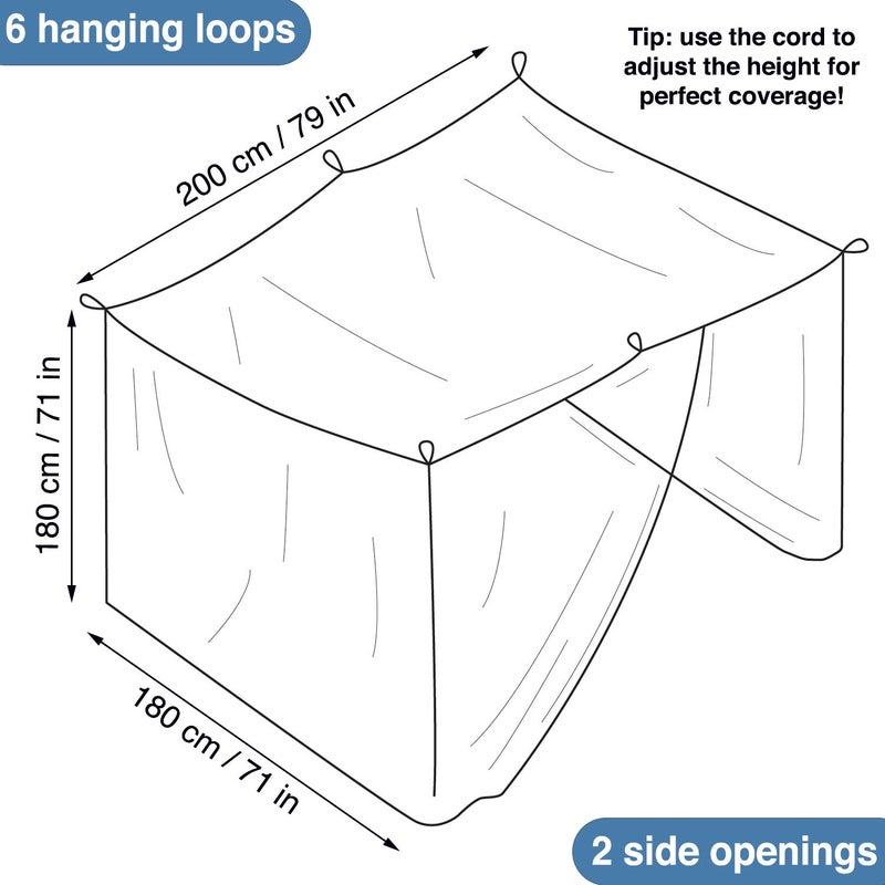 Universal Backpackers Mosquito Net for Single to King-Sized Beds â€“ 2 Side Openings & 6 Hanging Loops â€“ Decorative Rectangular Shape for Home & Travel â€“ Bed Canopy Hanging Kit & Carrying Bag Included - Image 4